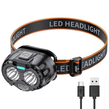 Oppladbar LED Hodelykt Lommelykt Hodelykt 250LM Bevegelsessensor