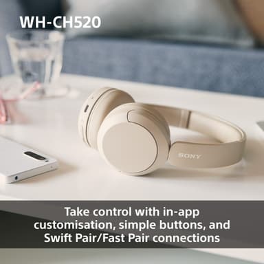 Sony WH-CH520 trådløse on-ear hodetelefoner (beige)