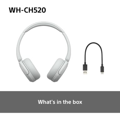 Sony WH-CH520 trådløse on-ear hodetelefoner (hvit)