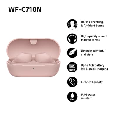 Sony WF-C710N helt trådløse in-ear hodetelefoner (rosa)