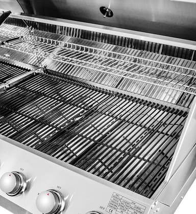 Frittstående gassgrill med 6 brennere og sidebrenner