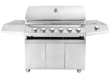 Frittstående gassgrill med 6 brennere og sidebrenner