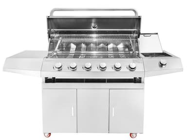 Frittstående gassgrill med 6 brennere og sidebrenner