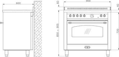 Lofra - Dolce Vita 90 cm (1 ovn) (Svart/Messing) Induksjon
