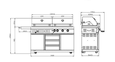 Myoutdoorkitchen - Frittstående Gass- og kullgrill