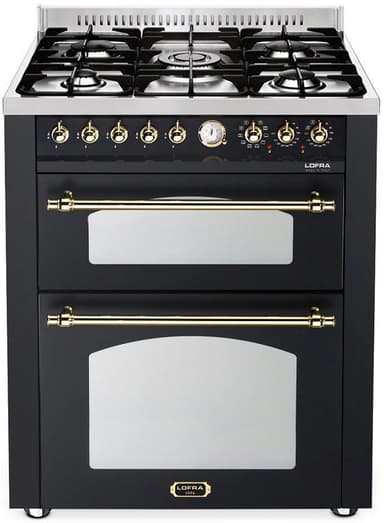 Lofra Komfyr - Dolce Vita 70 cm (2 ovner) (Sort/Messing) Gass
