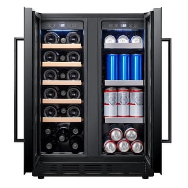 Innbyggbar Vin- og ølskap - Arctic Collection 60 Duo Fullglass Black