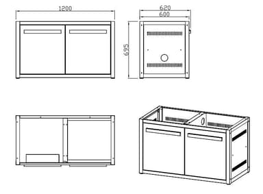 Nordic Line Svart - Utekjøkken Grunnmodul med dør 120 cm (2 moduler)