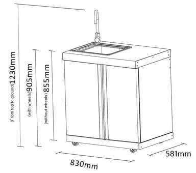 Myoutdoorkitchen - Modul med oppvaskbenk og oppbevaringsskap