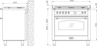 Lofra - Dolce Vita 90 cm (1 ovn) (Svart/Messing) Gass