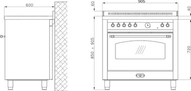 Komfyr - Dolce Vita 90 cm (1 ovn) (Svart/Krom) Induksjon