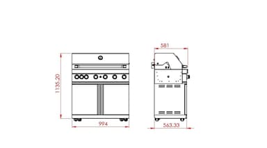 Myoutdoorkitchen - Frittstående gassgrill med 6 brennere og infravarme