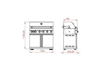 Myoutdoorkitchen - Frittstående gassgrill med 6 brennere og infravarme