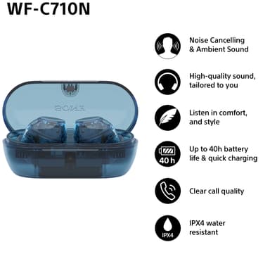 Sony WF-C710N helt trådløse in-ear hodetelefoner (glassblå)