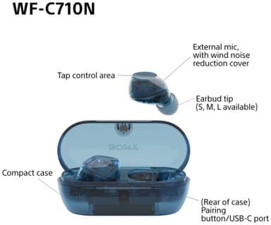 Sony WF-C710N helt trådløse in-ear hodetelefoner (glassblå)
