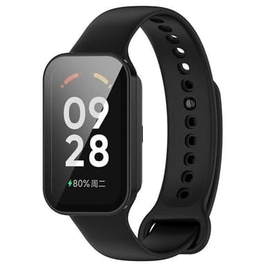Beskyttelsesdeksel med herdet film for Xiaomi Band 8 Active og Redmi Band 2 - Svart