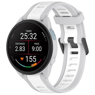 Silikonarmbånd til Garmin Forerunner 165 22 mm - Hvit