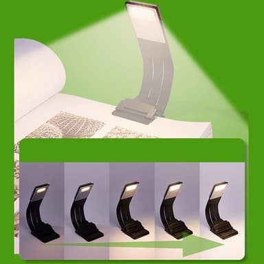 Boklampe med 3 justerbare lysmoduser og USB-lading