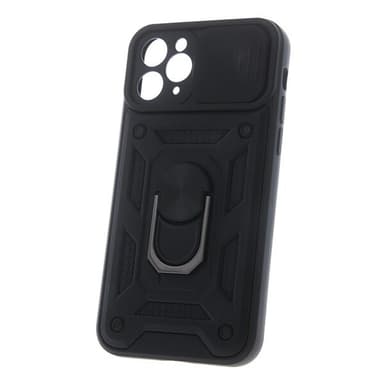 Etui med kamerabeskyttelse og ring for iPhone 16 - Svart
