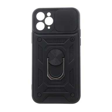 Etui med kamerabeskyttelse og ring for iPhone 16 - Svart