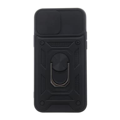 Etui med kamerabeskyttelse og ring for iPhone 16 - Svart