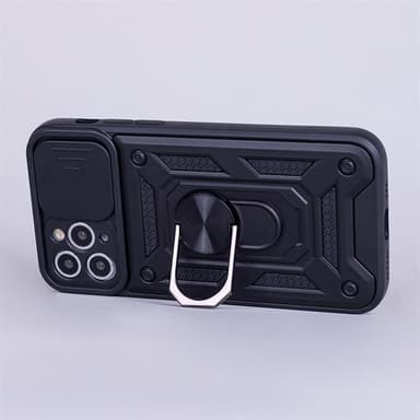 Etui med kamerabeskyttelse og ring for iPhone 16 - Svart