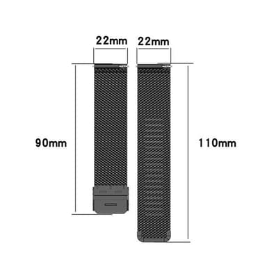 Metallklokkerem 22 mm - Svart