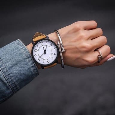 Armbåndsur Kunstlærbånd Hvit/Beige