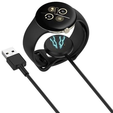 Ladekabel med USB-A og magnetisk kontakt for Fitbit Ace LTE og Google Pixel Watch