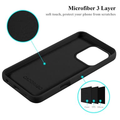 iPhone 16 PRO MAX silikondeksel Case Cover (Svart)