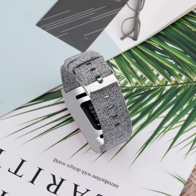 Fitbit Charge 3/4 armbånd canvas grå (L)