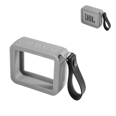 Silikonbeskyttelsesveske med håndstropp for JBL GO2 Grå