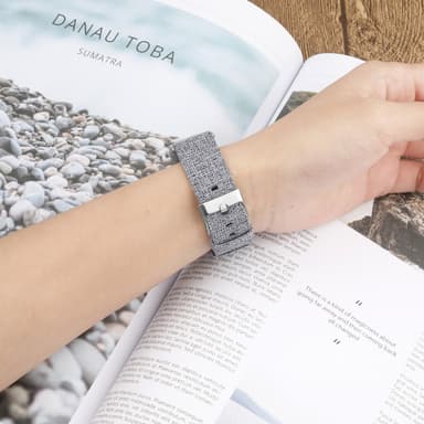 Fitbit Charge 3/4 armbånd canvas grå (L)