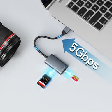 NÖRDIC USB-C 3.0 Kortleser 2 spor SD3.0, MicroSD3.0 UHS-I