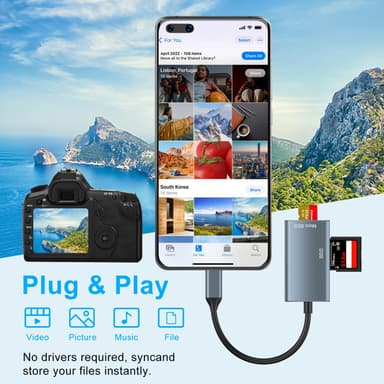 NÖRDIC USB-C 3.0 Kortleser 2 spor SD3.0, MicroSD3.0 UHS-I