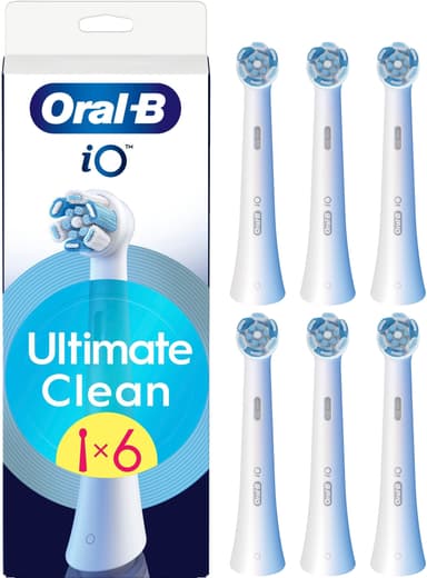 Oral-B iO Ultimate Clean ekstra tannbørstehoder 195546 6 stk. (hvit)