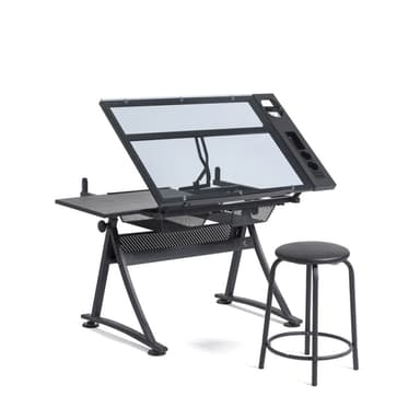 Lykke Tegnebord med glass topp og krakk