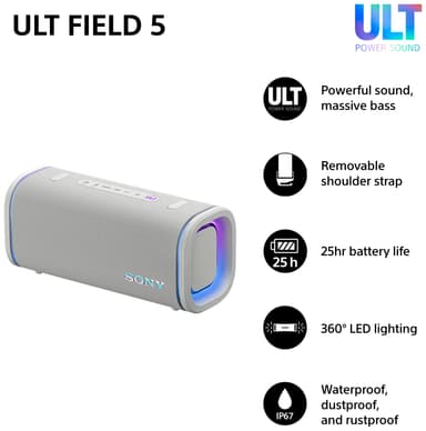 Sony ULT Field 5 bærbar høyttaler (hvit)