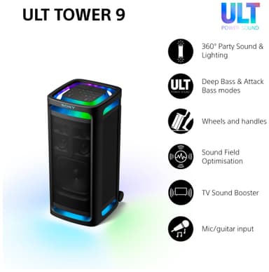 Sony ULT Tower 9 bærbar festhøyttaler (sort)