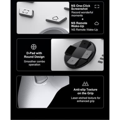 Bluetooth trådløs spillkontroller med mottaker kompatibel med Steam PC Android iOS Nintendo Switch - Hvit