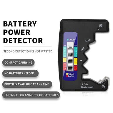 Universell batteritester for C/AAA/D/N/9V/6F22/1.55V