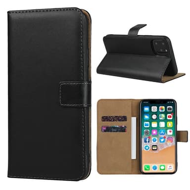 iPhone 11 Lommebok-deksel/deksel Lær - Svart