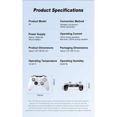 Bluetooth trådløs spillkontroller med mottaker kompatibel med Steam PC Android iOS Nintendo Switch - Hvit