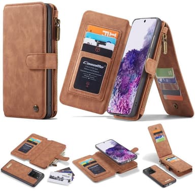 CASEME Samsung Galaxy S20 Ultra Retro Lær Lommebok-deksel - Brun
