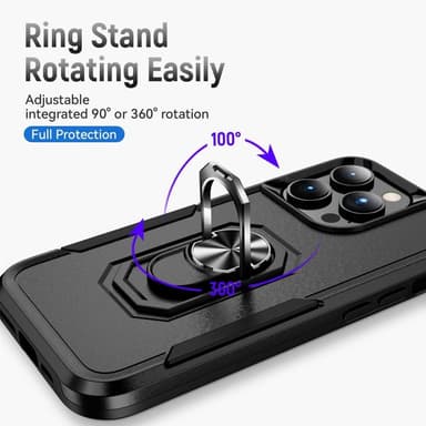 iPhone 14 Pro Max Hybrid-deksel Med Fingerring & Metallplate - Svart