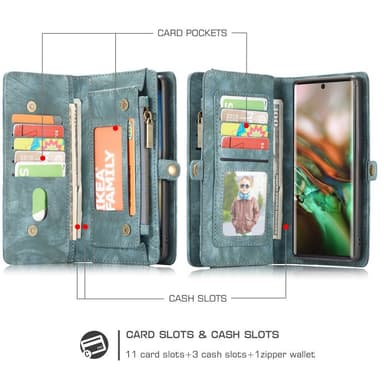 CASEME Samsung Galaxy Note 10 Plus Retro Lommebok-deksel - Blå