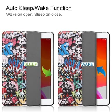 Apple iPad 10.2 Slim Fit Trefoldelig Deksel - Graffitimønster