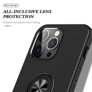 Til iPhone 15 Pro Hybrid Deksel Med Fingerring - Svart