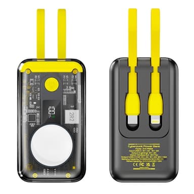 CyberPunk bærbar lader Powerbank 10000mAh 4-i-1 22.5W QC