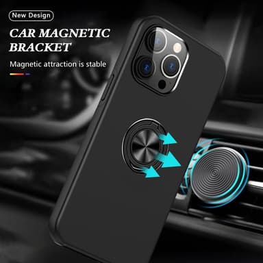 Til iPhone 15 Pro Hybrid Deksel Med Fingerring - Svart